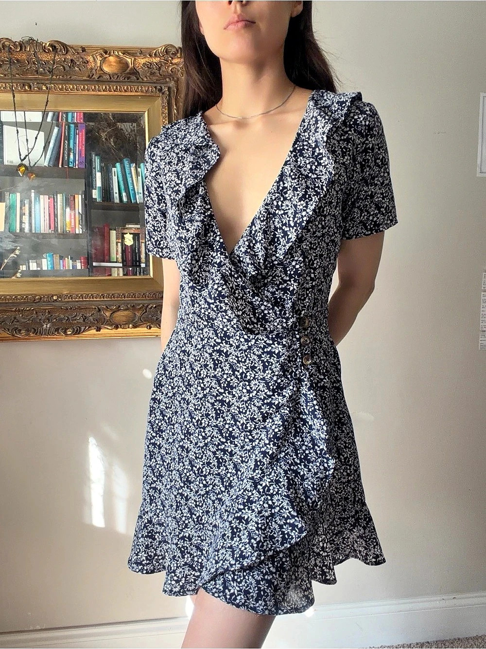 Speechless Floral Wrap Mini Dress